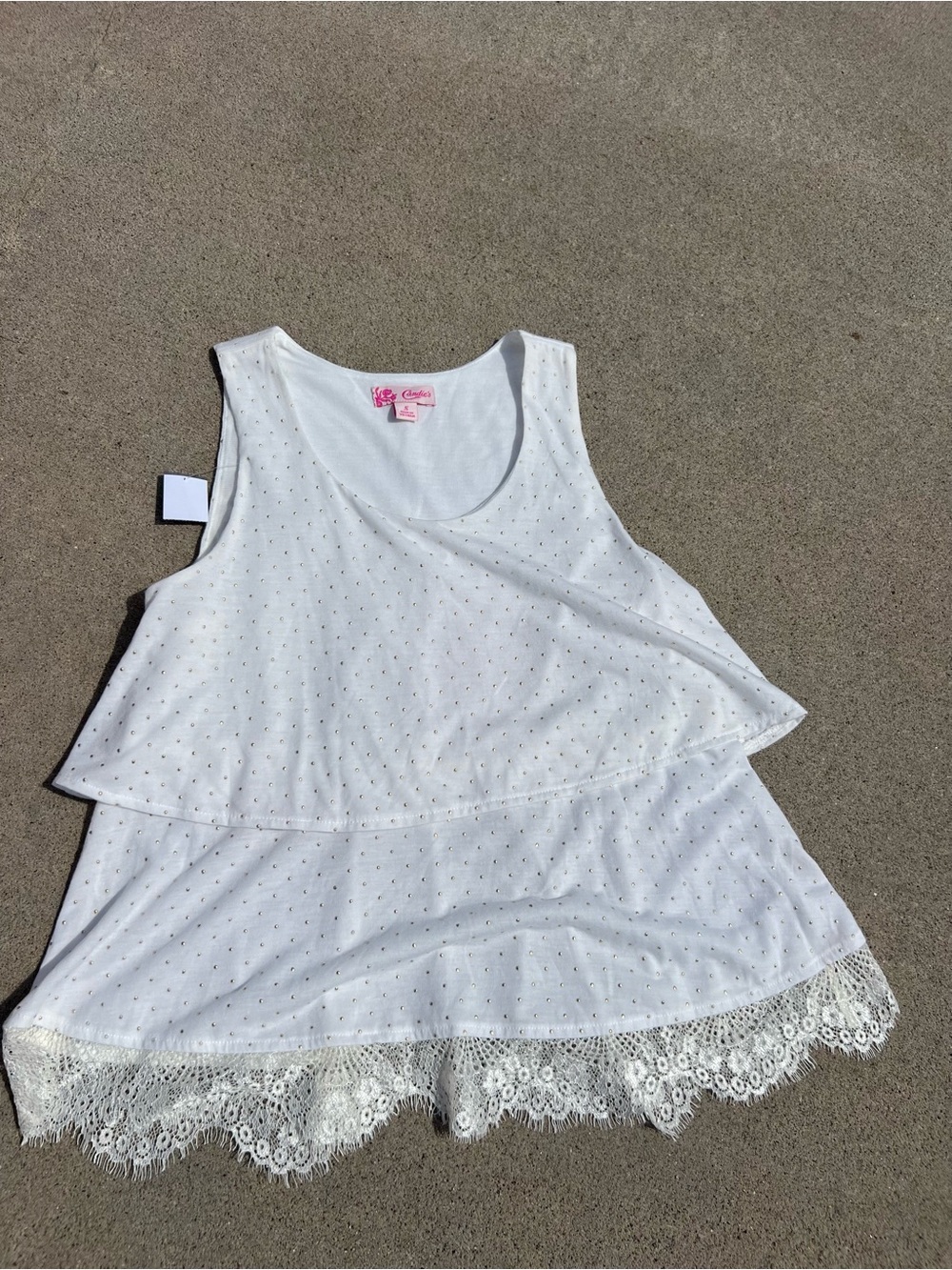 White Lace Hem Layered Tank Top